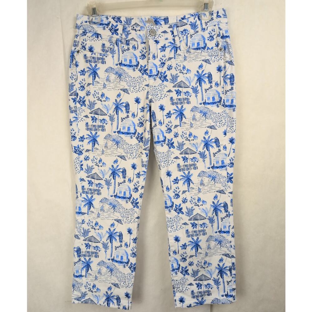 Tommy Bahama white blue resort print cropped jeans Size 30 Coastal Tropical